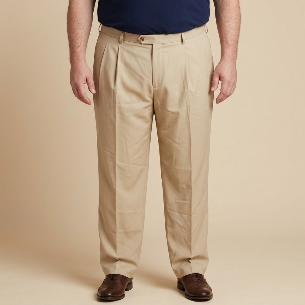 Cutter &‎ Buck Mens Size 48B Pleated Dress Pants Beige Khaki Trouser NWT